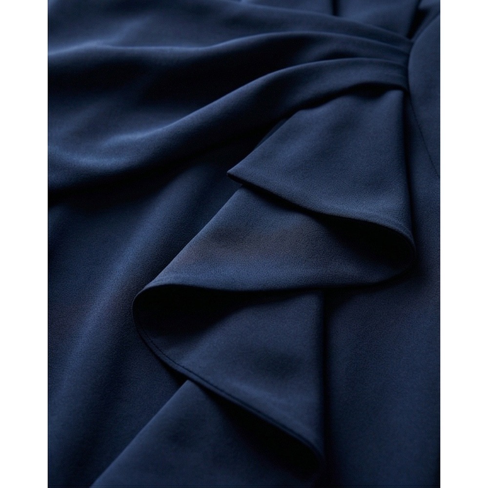 Eliza J 8 Dark Navy Blue (almost Black) Sleeveless Ruffle‎ Front Gown Dress NWT - Picture 3 of 13